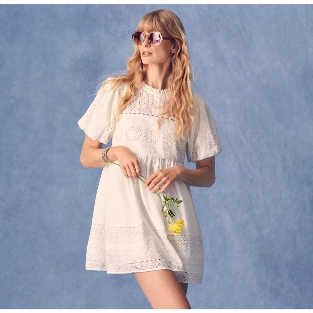 Anthropologie Forever That Girl Puff-Sleeve Lace Babydoll Mini Dress Size XS NWT